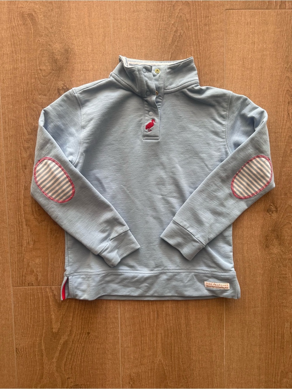 TBBC pullover light blue and red size 6
